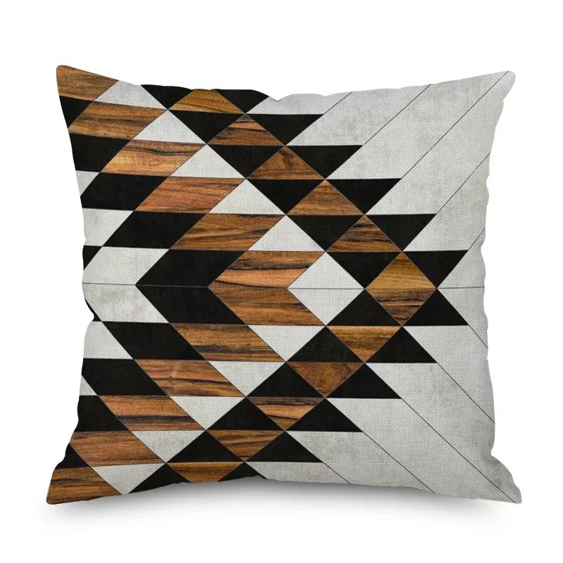 Home Decor Nordic Christmas Brown Geometric Ornament Pillowcase Sofa Chair Printed Car Cushion Cover funda de almohada