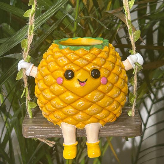 Lachender Ananas-Blumentopf, Niedlicher Ananas-Schaukel-Blumentopf, Hängender Pflanztopf für Sukkulenten Kleine Zimmerpflanzen Balkongarten