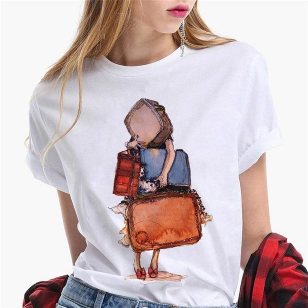 Paris Girl Europa und Amerika Mode Locker Ins Weißes Kurzarm-T-Shirt Damen Grafik-T-Shirts Harajuku Damenbekleidung