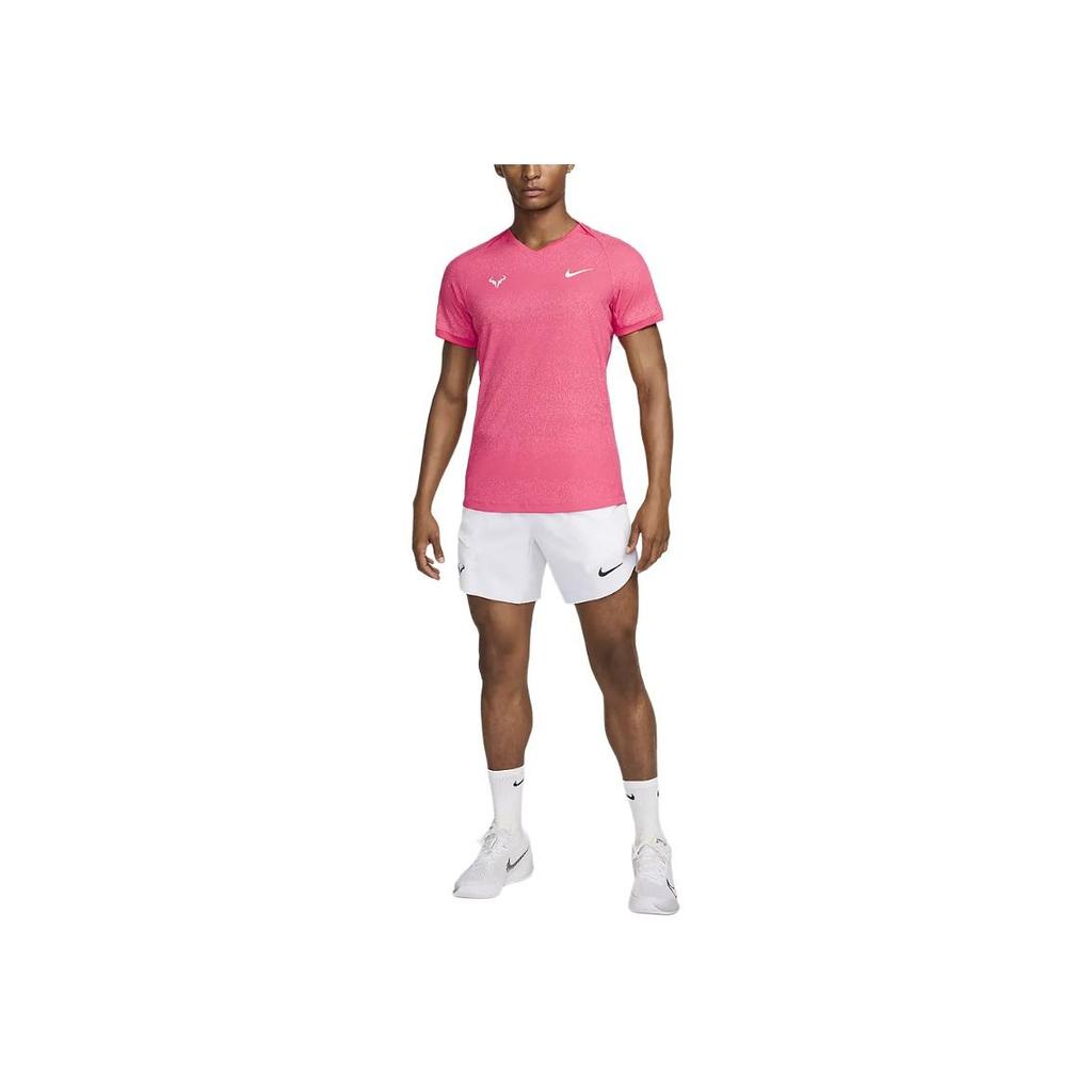 Nike Dri-Fit Logo Print Pullover V-Neck Short Sleeve T-Shirt Men Tops Pink FD5409-629