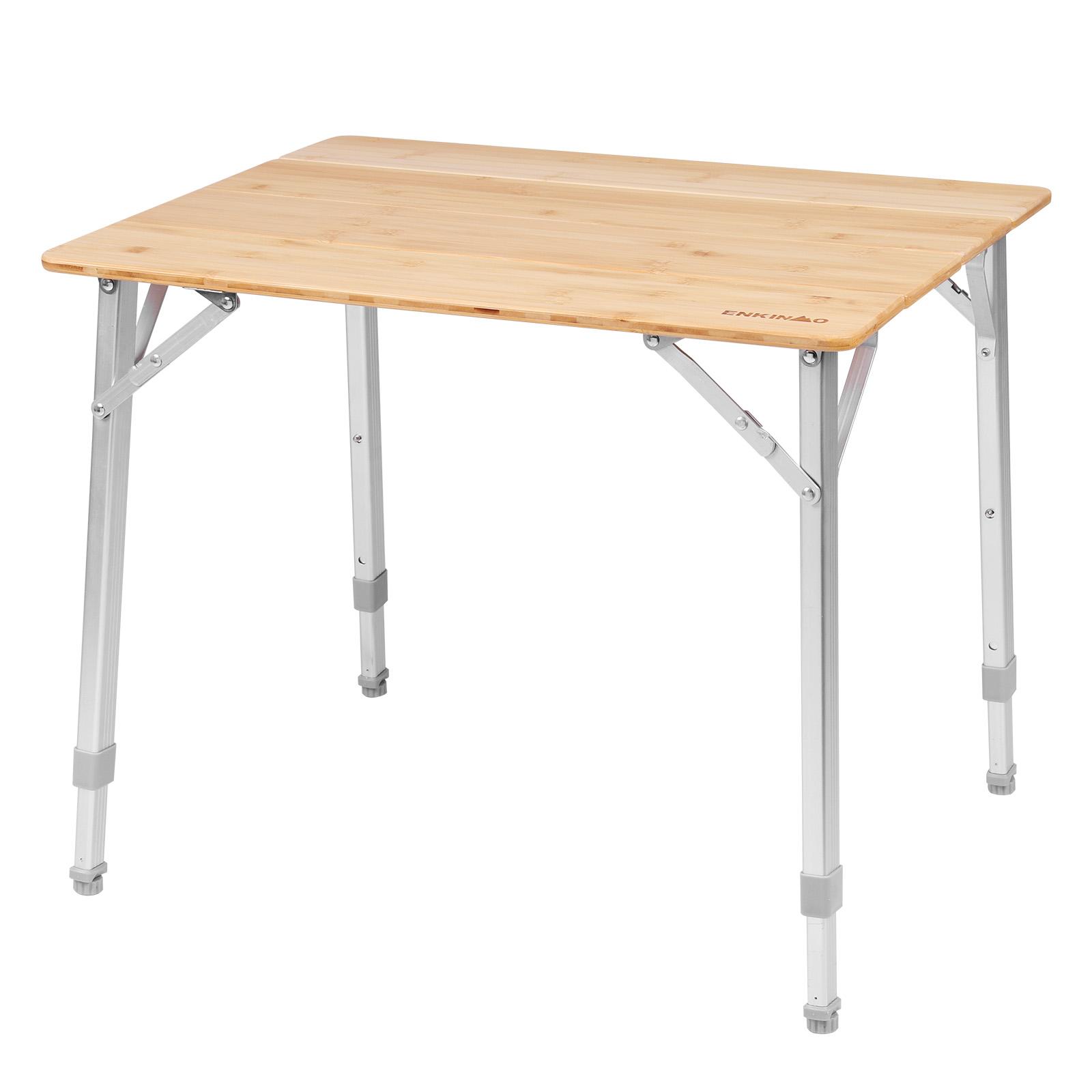 

Adjustable Height Portable Picnic Table with Carry Bag Foldable Bamboo Patio Table Loads 80KG for Cooking Picnic Beach Backyards
