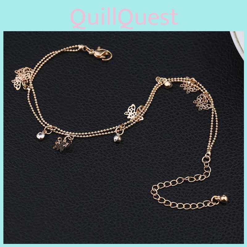 Elegant Womens Gold Plated Butterfly Charm Anklet Bracelet For Beach Outings