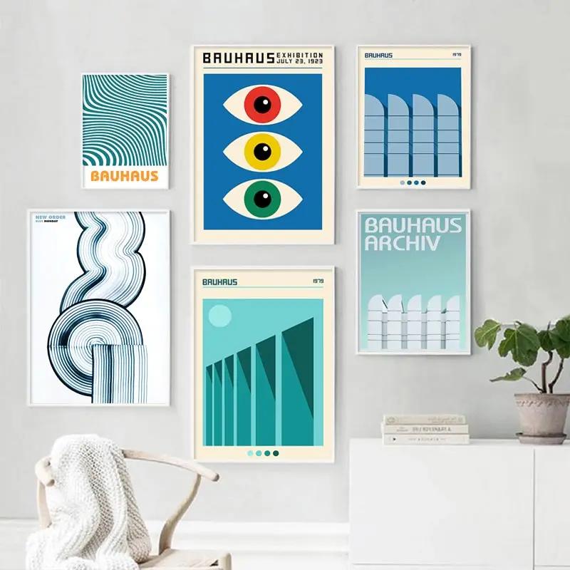 Bauhaus Illustration Lines Pattern Canvas Painting Modern Nordic Abstract Wall Art Posters and Prints Pictures Living Room Decor