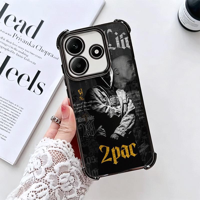 Rapper 2pac Singer Tupac Soft Phone Case For Xiaomi Redmi Note 14 15 Pro Plus 13 12 11S 11T 5G 10 9S 9 Plating Anti-Fall Fundas