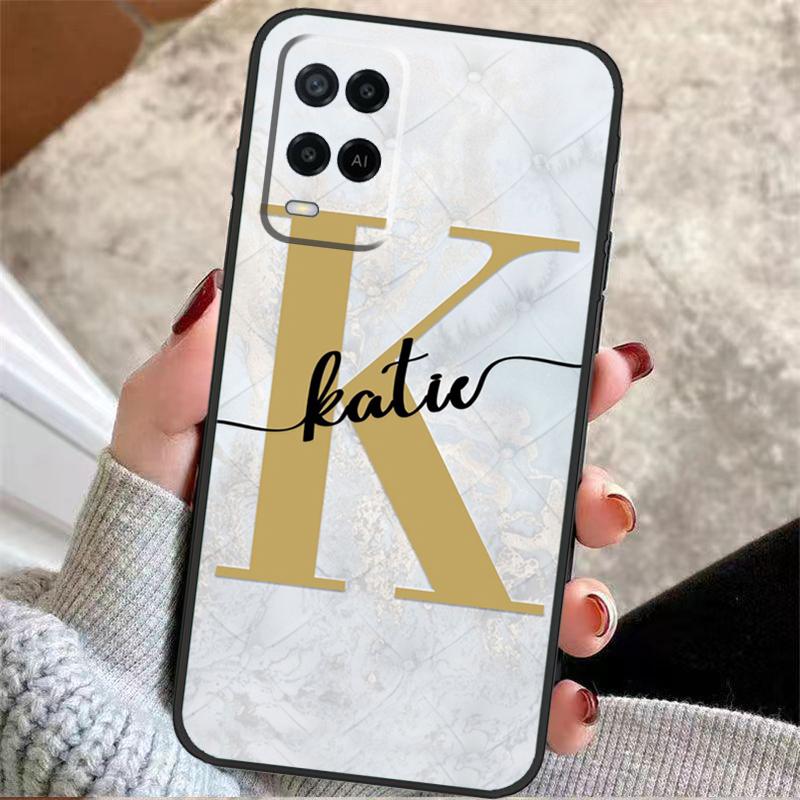 Personalisierte Custom Name Marble Case For OPPO A96 A76 A16 A98 A78 A58 A18 A15 A17 A77 A5 A9 A74 A94 A52 A72 A53S A54S A57S