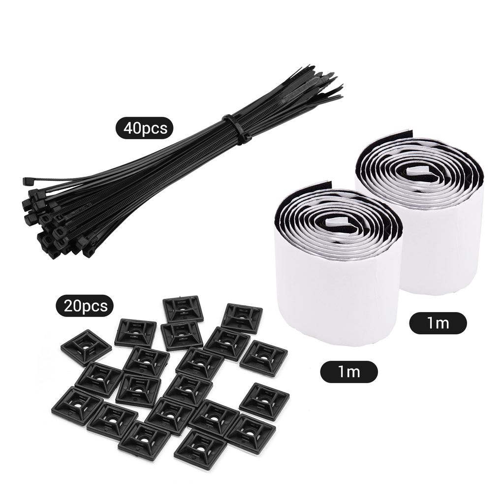 Pedalboard Organizer Kit Self Adhesive Tapes Heavy Duty Sticky Back Fastener Strips and Adjustable Self Nylon Locking