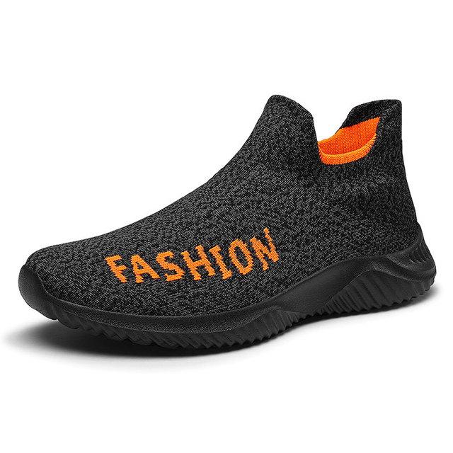 Men Casual Shoes Flat Fashion Slip On Autumn Spring Knit Low Top Sneakers Male Non -Slip Breathable Lightweight Comfortable