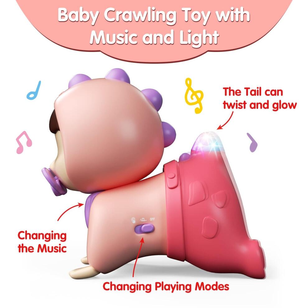 Baby Crawling Toy with Music and Lights Tummy Time Interactive Floor Toy for 612 Month Old Girls