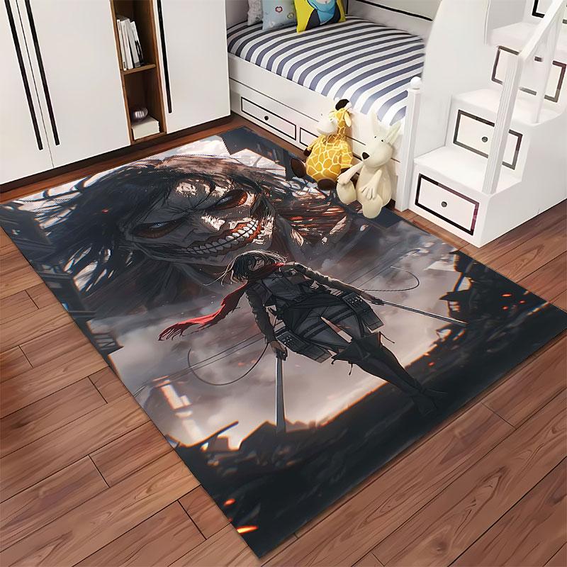 Warrior and Giant in Ruins suitable as a non-slip mat for the living room or bedroom sofa