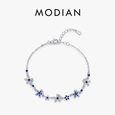 925 Sterling Silver Luxury Flowers Pave Setting CZ Brilliant Bracelets Fashion Daily Link Chain For Women Jewelry Gift