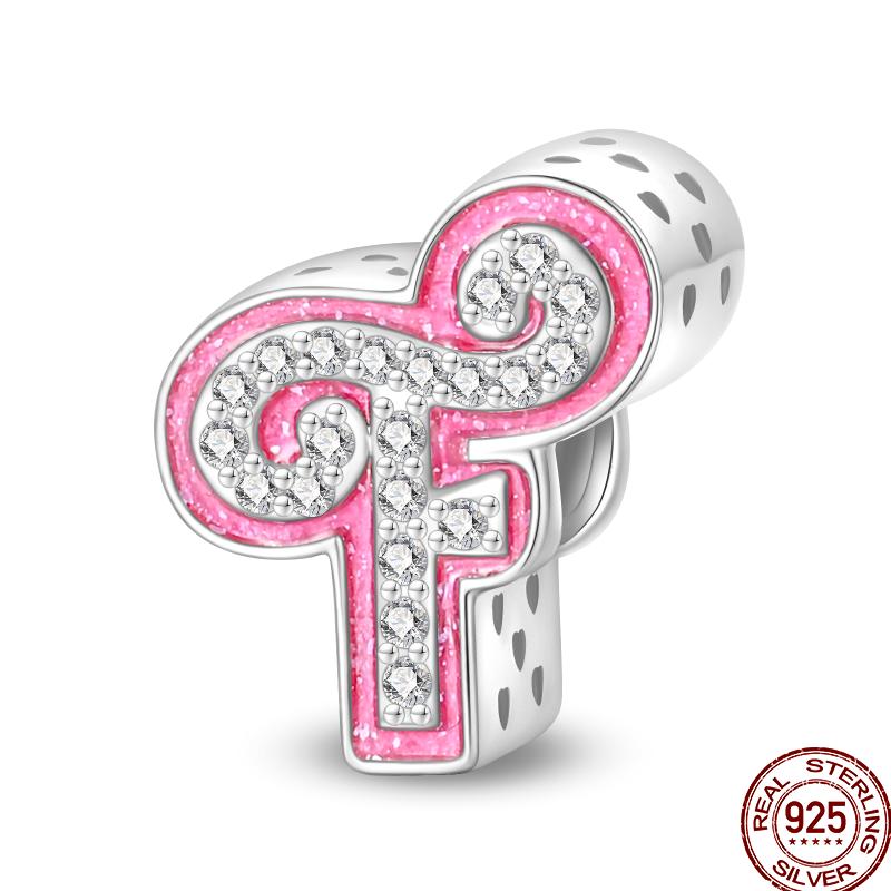 Copper Pink 26 Letters Valentine'S Day Gift Beads Suitable For Pan Original Bracelet Diy Birthday