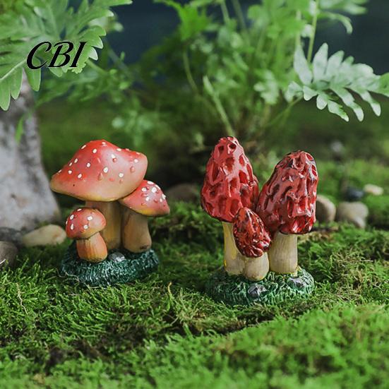 Statue Mini Resin Mushroom Figurine, Miniature Fairy Wild Garden Accessories, Little Ornament Fake for Micro Landscape Plant Pots Bonsai Decor