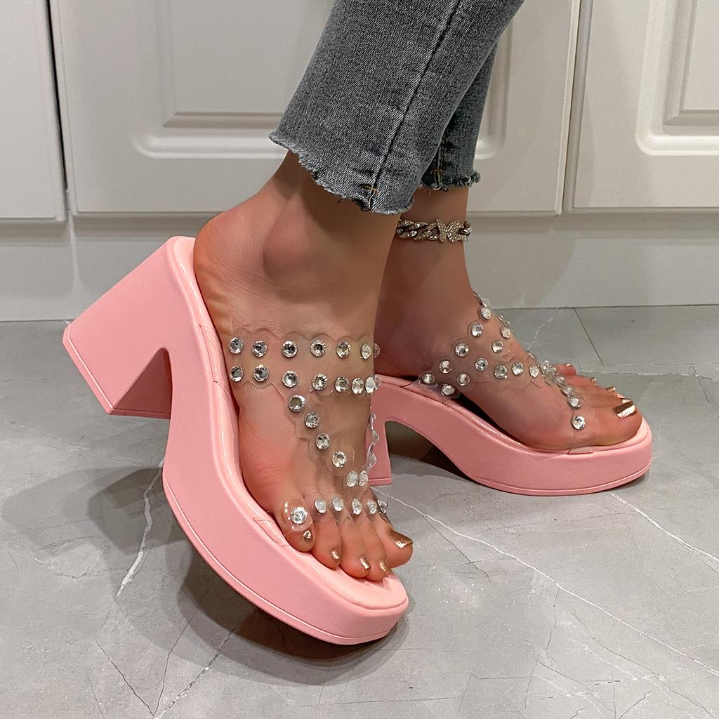 Fashion Women Platform Wedges Ssandals High Heels Shoes New Summer Flip Flops Beach Sandals Femme Designer New Dress Crystal Slides
