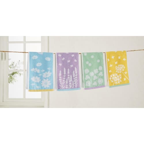 Kosugizen Slim Face Towels, Compact Hand Towels, Flower Pattern, 4 Colors, 1 of Each, 20 X 60 Cm, Slim and Short, Convenient Size, Set of 4 (SV-1610-4