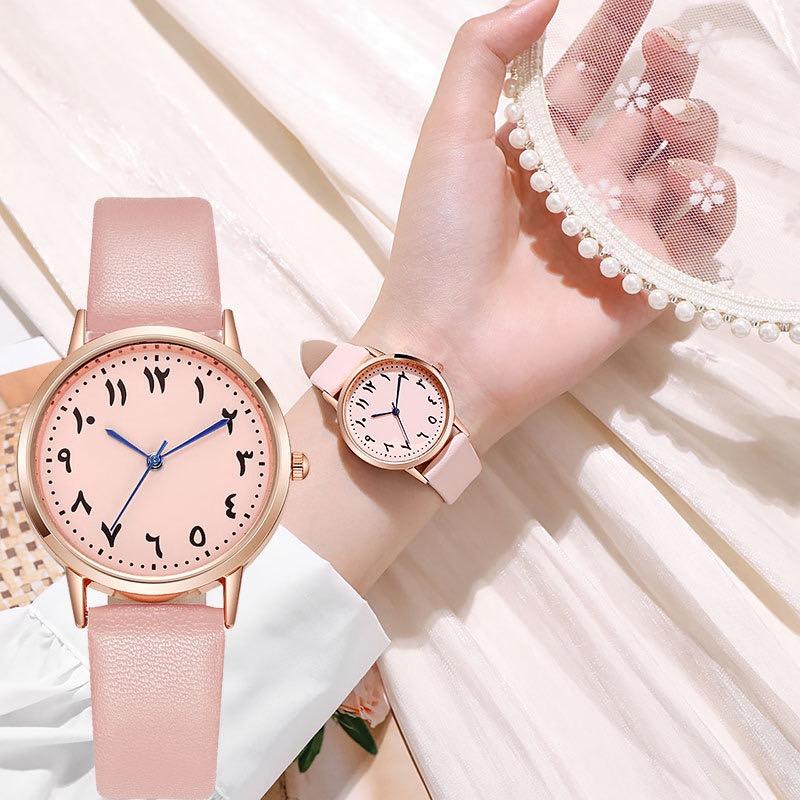 Fashion Ladies Brand Watches Simple Round Arabic Numbers Hand Women Quartz Watches Casual Leather Strap Clock Gift Wristwatches