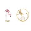 Flamingo Crystal Resin Bird Statue Modern Art Sculpture with Metal Stand for Garden Pond Flowerbed