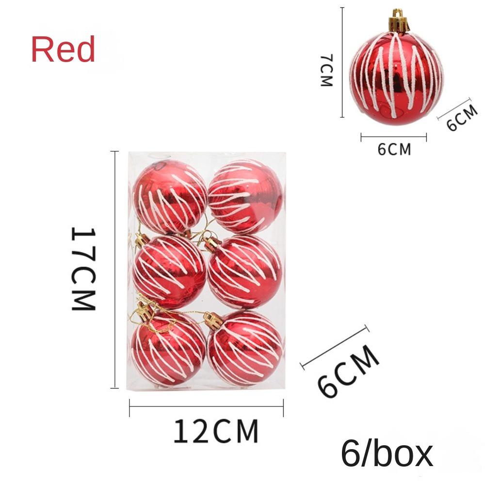 6 szt./pudełko Galwanizowane Malowane Kule Ozdoba na Choinkę Plastikowy Wisiorek Wisiorek Pudełka na Prezenty Noworoczne Świąteczne