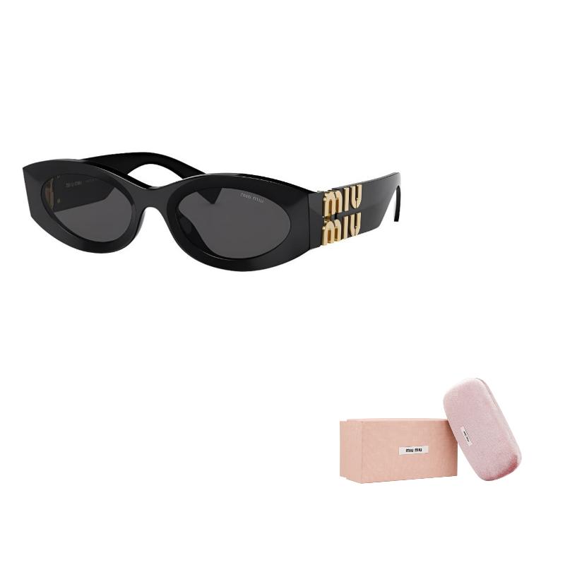 MIU MIU Logo Decorated Oval Sunglasses Women Sunglasses Black SMU11W_E1AB_F05S0_C_054
