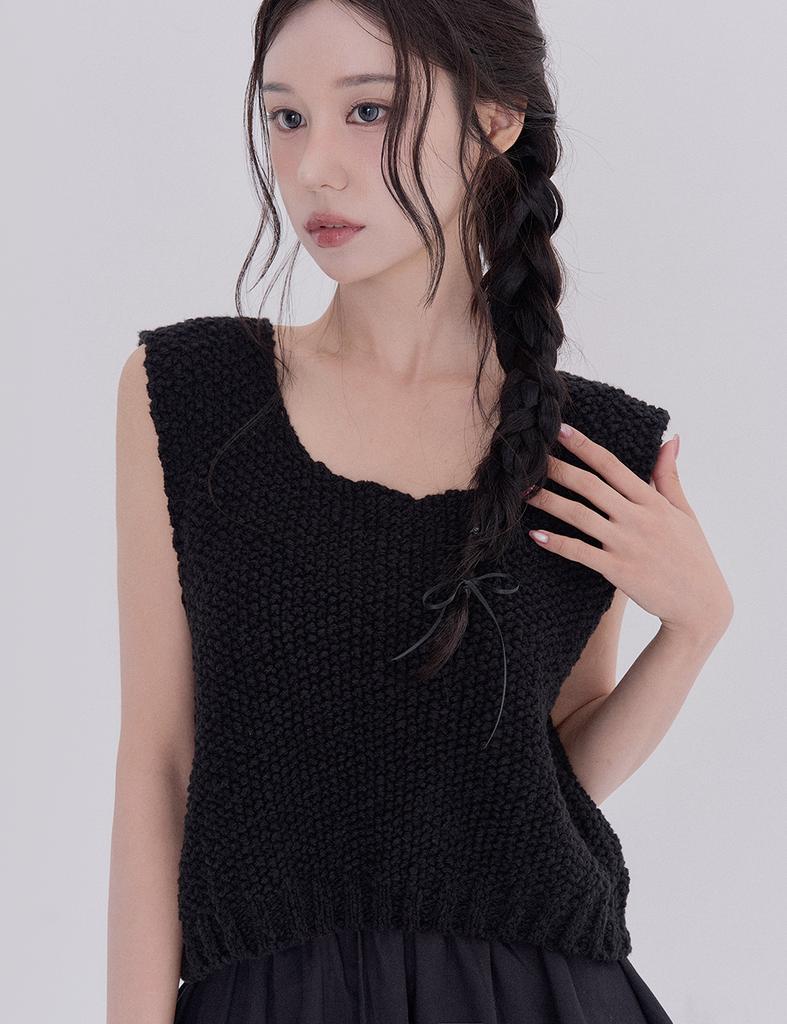 Tetemochi Crochet Knit Vest (Black)
