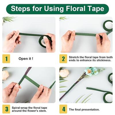 Floral Wire And Flower Tape Kit- Includes 4 Rolls Of Flower Tape And 40 Flower Stems Wires For Bouquet Wrapping