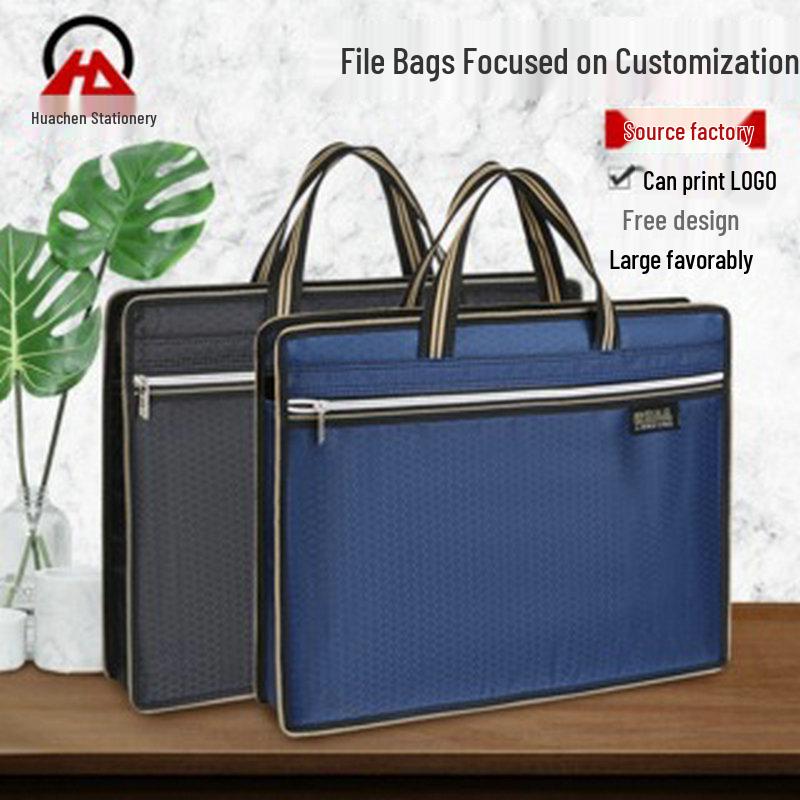 A4 Double-Layer Document Bag: Office & Student Use, Large Capacity, Custom Logo Printing Large Capacity Two Layer