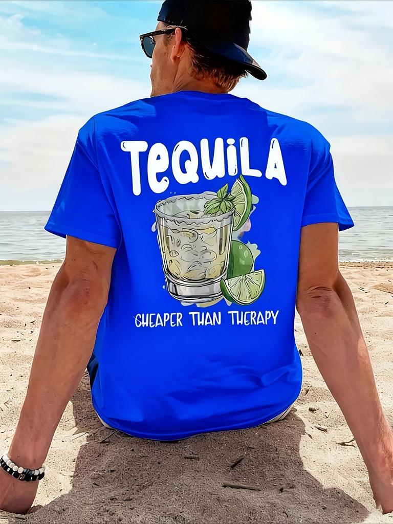 Unisexs Funny Tequila Cheaper Than Therapy Graphic Tshirt Summer Wear Oversize Tee Unisex Y2k Loose Novelty Vintage Top Gifts