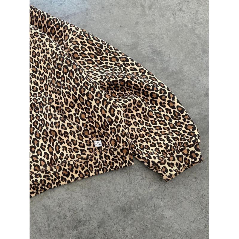 Retro Leopard Print Hooded Sweatshirt: Men's Hip Hop Zip-Up Pullover Sportswear