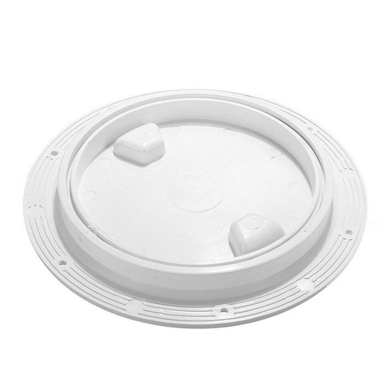 Marine White Nylon 9 inch Flat Inspection Hatch with Detachable Covers Boat Access Cover Lid Screw Out Deck Plate Hardware