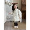 Winter New Children's Clothing Korean Style Children's Lace Embroidered Cotton Long Cotton Clothes Girls' Fleece-lined Lace Princess Cotton Coat