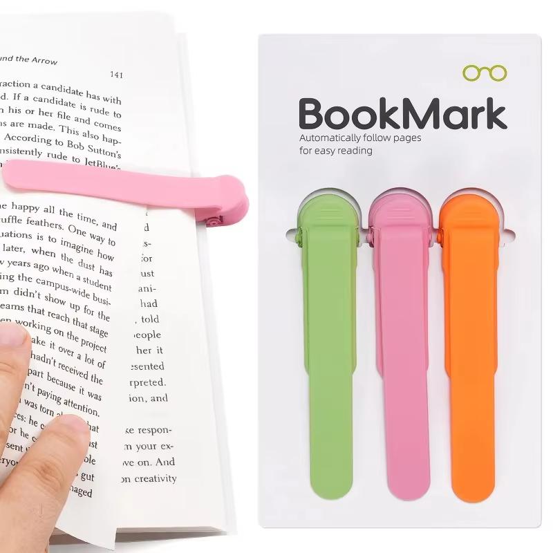 Automatic Page Following Bookmark 3Pcs Set Portable Flexible Non-Deformable Book Clip for Travel Commute Reading