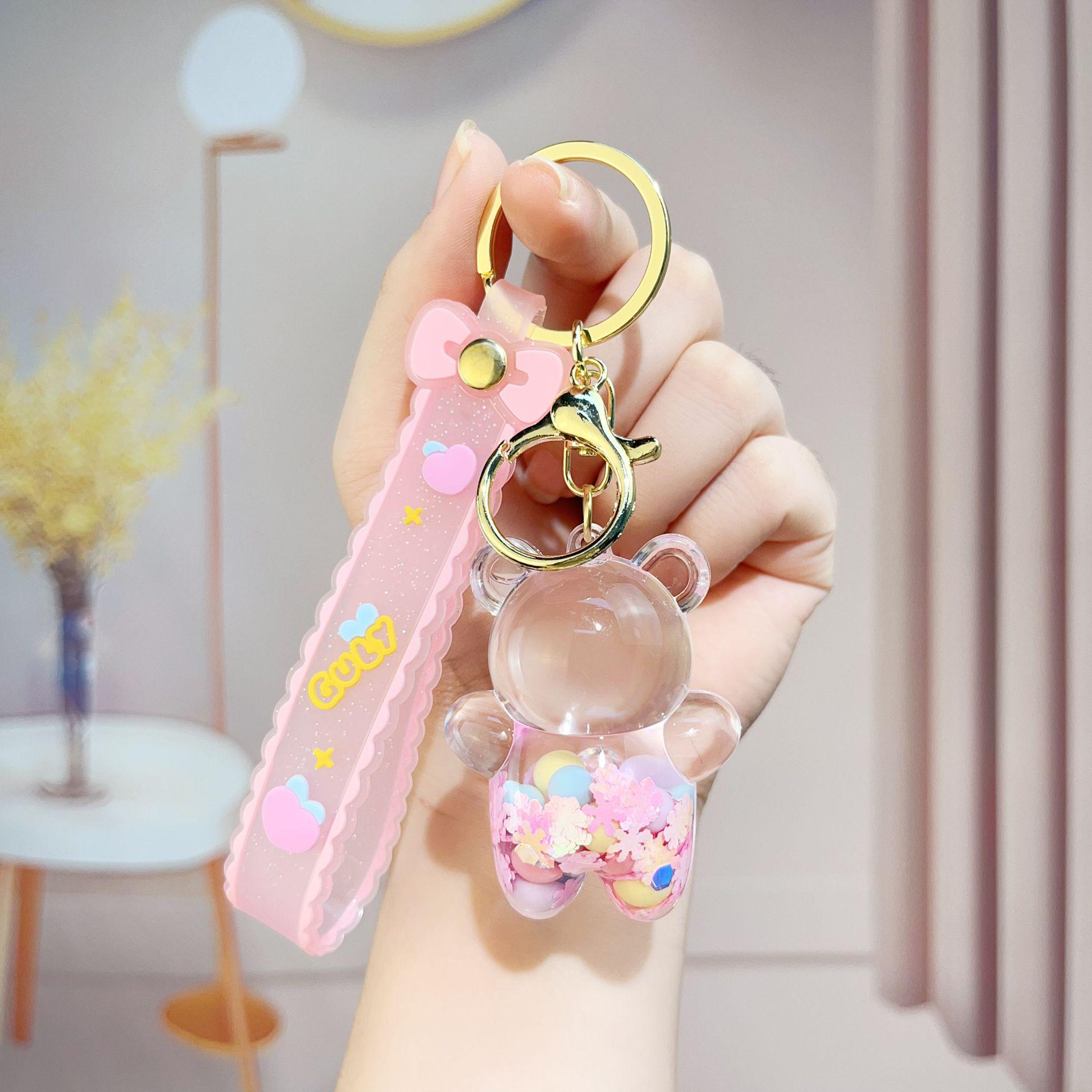 Acrylic Glitter Bear Keychain Pendant