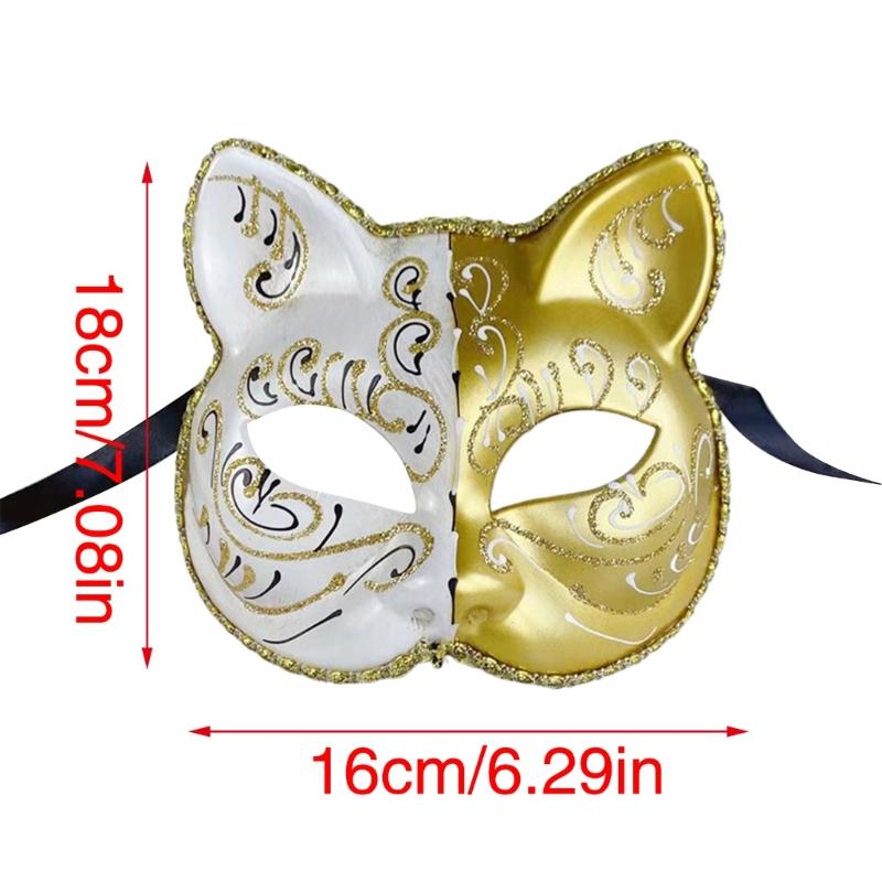 Maskenkatzen Maske Halloween Katzen Gesichtsmaske, Tier-Cosplay-Maske aus Kunststoff für Damen Herren Halloween Maskenball Party