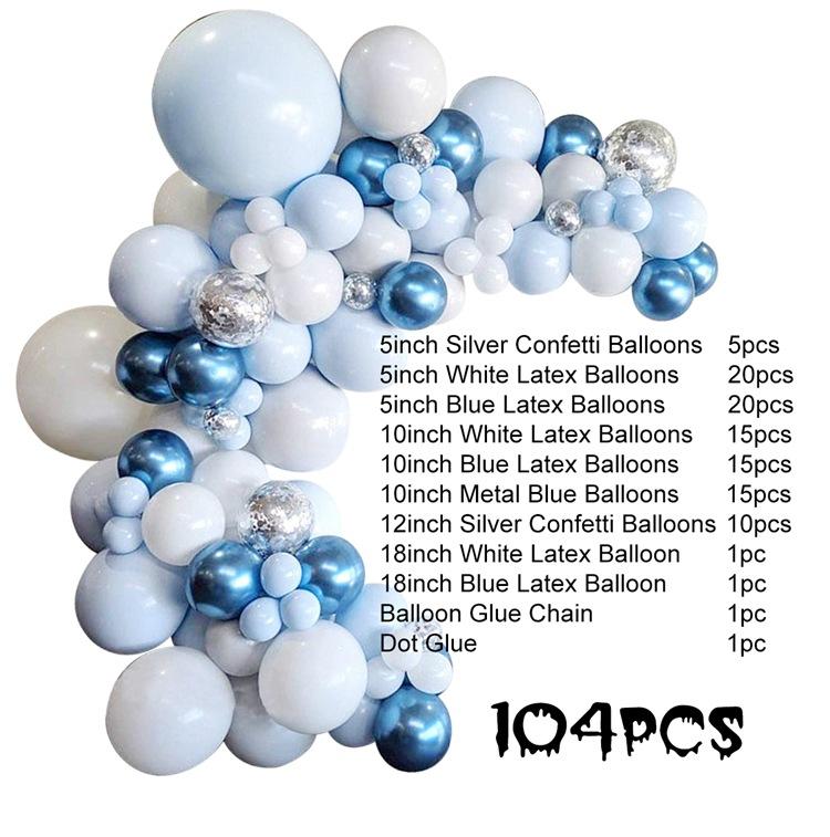 Blue Silver Latex Balloon, Birthday Arrangement Party Supplies Wedding Decoration Balloon Chain Set