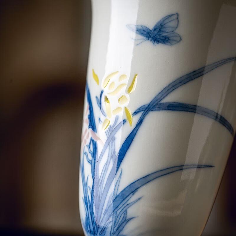 Jingdezhen Blue & White Orchid Ceramic Aroma Cup