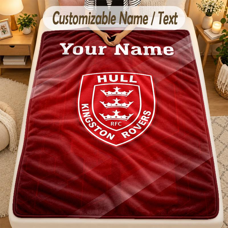 Flannel BlanketHull KR Custom Name Text Personalized Soft Warm Throw Blanket Home Decor Gift