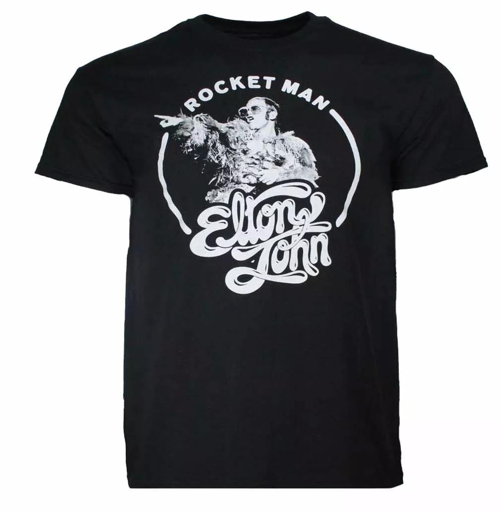 Elton John Rocket Man Circle Mens T Shirt Music Classic Band Rock Tee New Black L