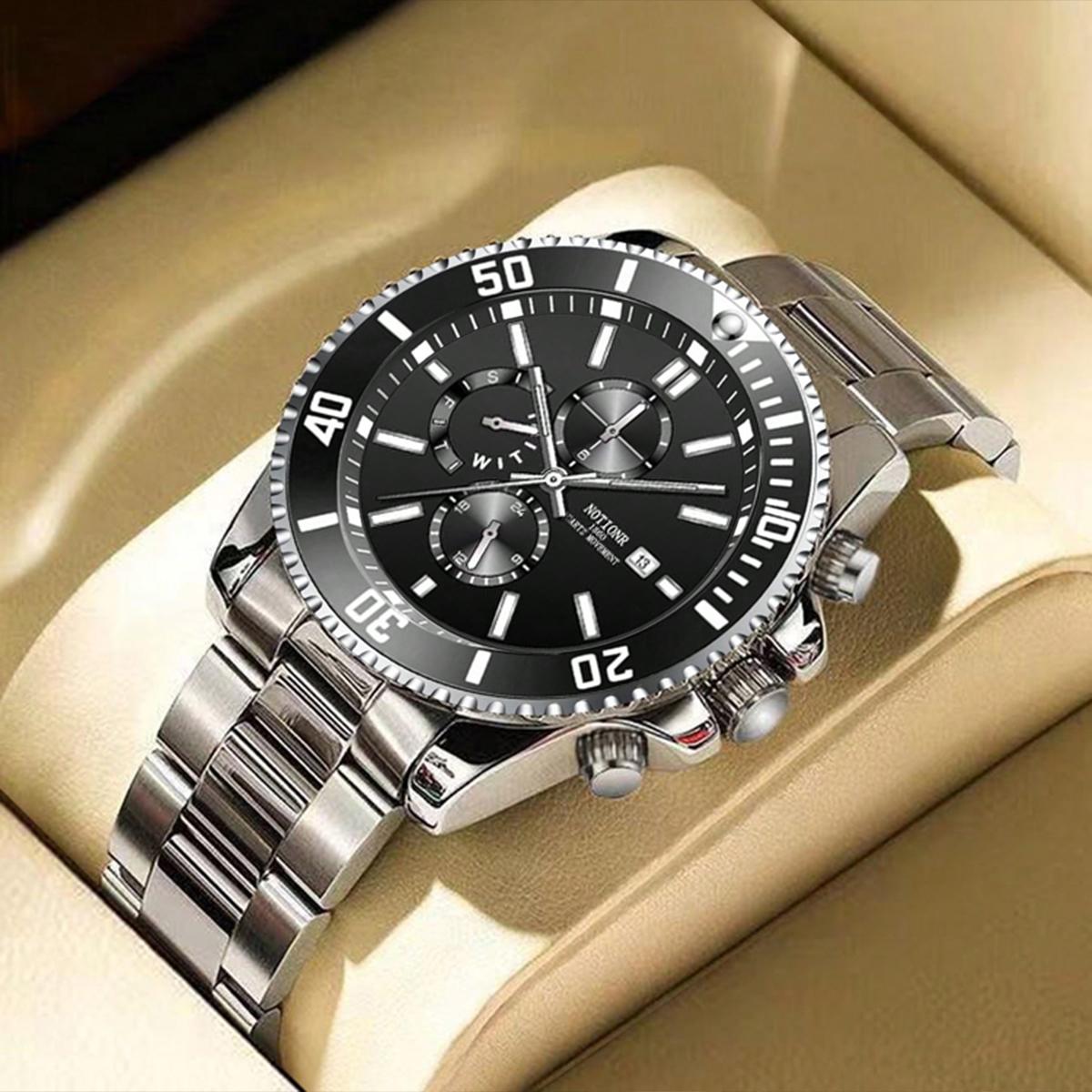 

Роскошные мужские деловые часы Мужские серебристые кварцевые часы Мужские светящиеся часы