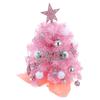 2Ft Mini Christmas Tree Pink: Small Tabletop Pre-Lit Artificial Xmas Tree With Led Lights Star Topper For Desk Office Holiday