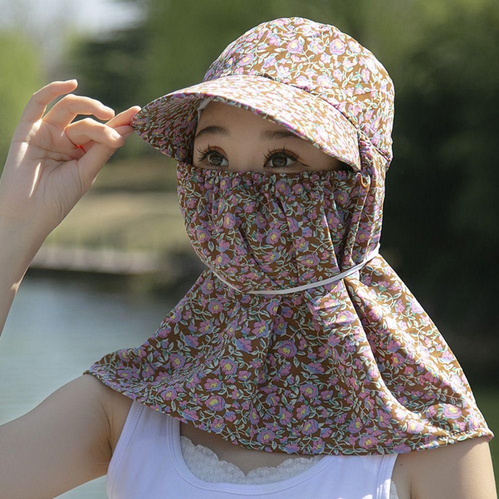 Sun Protection Women Sun Hat Ear Flap Sunscreen Bucket Hat Neck Protective Cover Cap  Summer