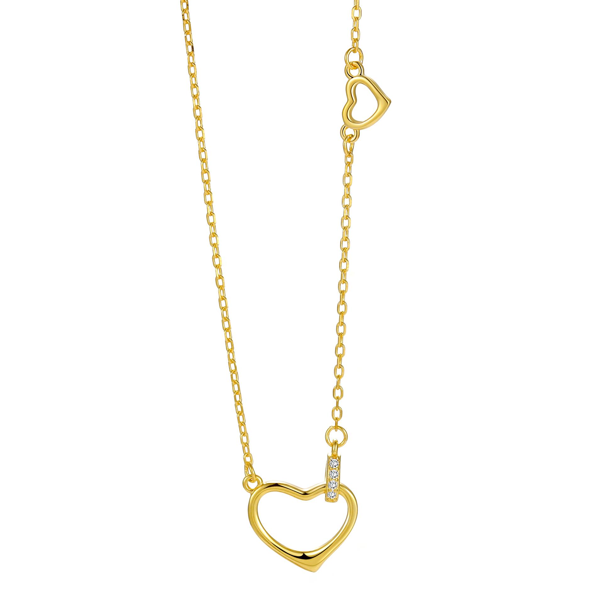 Elegant Hollowed Out Heart-shaped Necklace for Women, 925 Sterling Silver,Gentle and Versatile, Rhodium Plated Jewelry