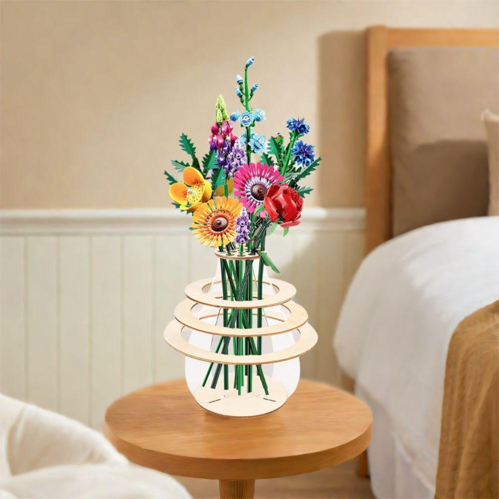 Natural Flower Holder Ornament Wood Craft Plant Display Rack For Home Living Room