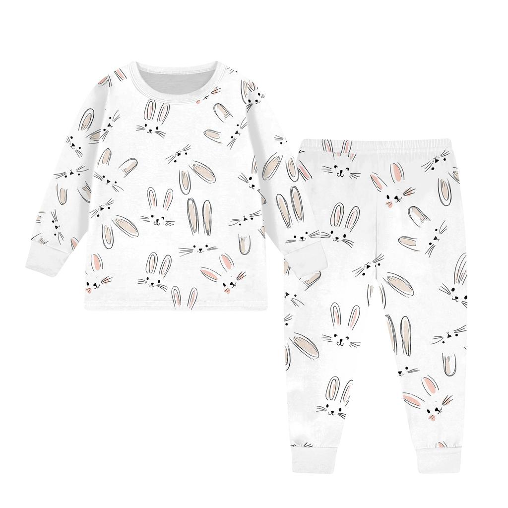 Children's Set - Printed Cartoon Two-Piece Outfit Set For Boys And Girls