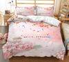 Spring Flower Duvet Cover King Size Double Bed Pink Cherry Blossom Bedding Set for Girls Teens Adults Room Decoration 3 Pcs