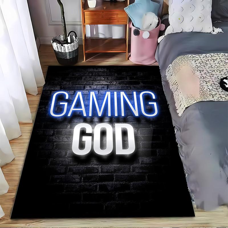 Gaming God Print Carpet with Modern Brick Wall Background Pattern Suitable for Use As an Anti-slip for Living Room Bedroom Sofas
