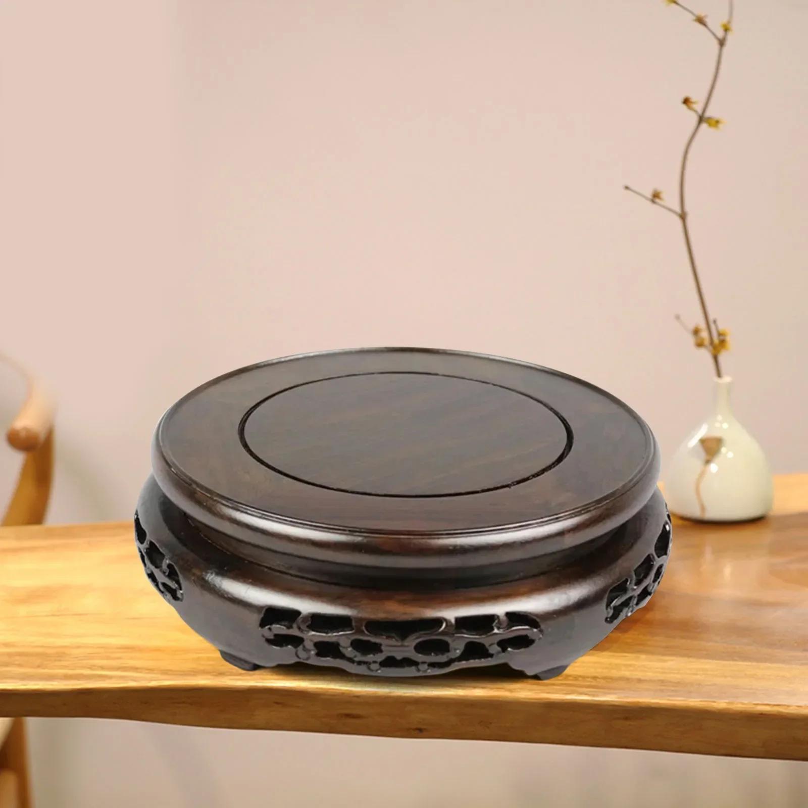 

15cm/5.9Inch Desktop Wooden Pot Base, Brown Decorative Pot Holder Suitable for Home Decoration, Living Room, Balcony, and Garden коричневый