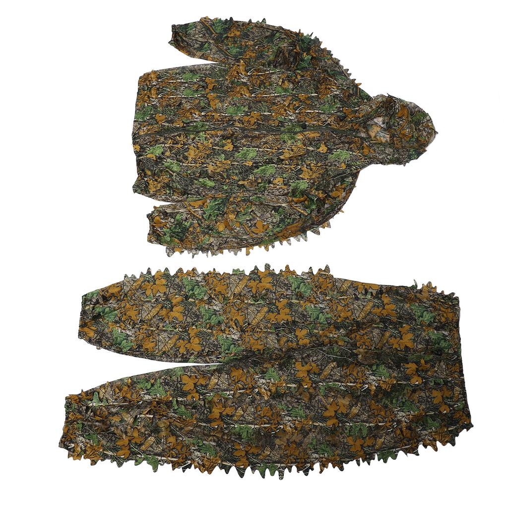 Outdoor Camouflage Suit Polyester Fiber Loose 3D Leafy Ghillie Suit for Bird Watching Hunting
