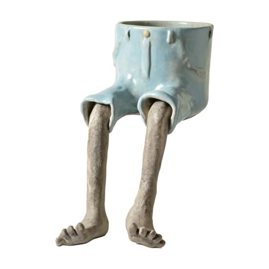 Creative Furniture Flower Pot, Cute Resin Planters, Funny Leg Shape Garden Figurines Planter for Home Lawn Yard Outside Decor