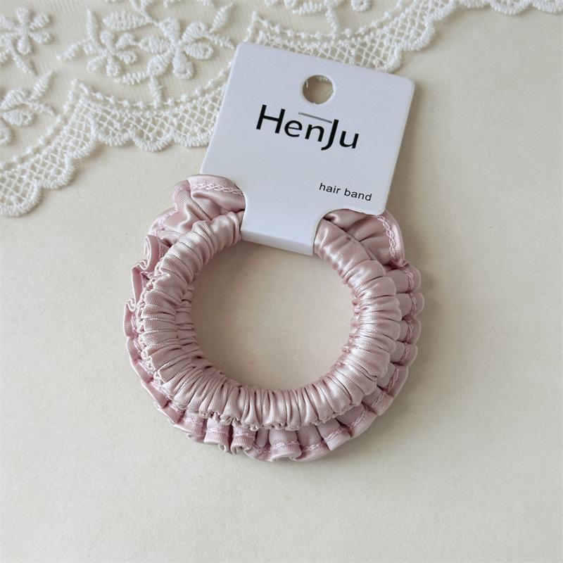 

High Elasticity and Durable Pleated Hairband for Girls, Light and Fresh Hairstyle Accessory, Tall Ponytail Elastic Band розовый