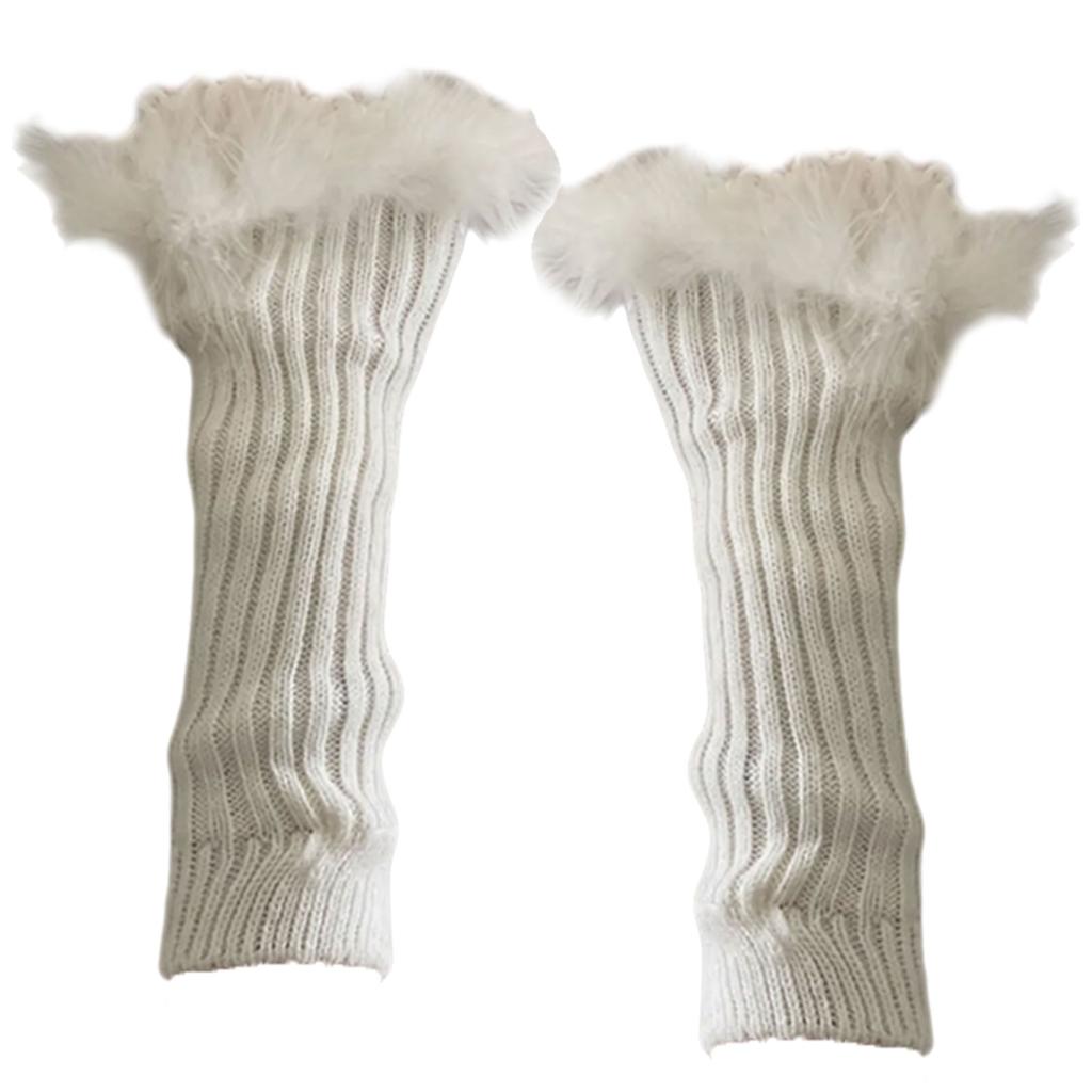 Mädchen Handschuhe Handgelenkwärmer Handschuhe Feder für Halloween Fingerlose Handschuhe Handgelenkwärmer Ärmel Winter für Teenager