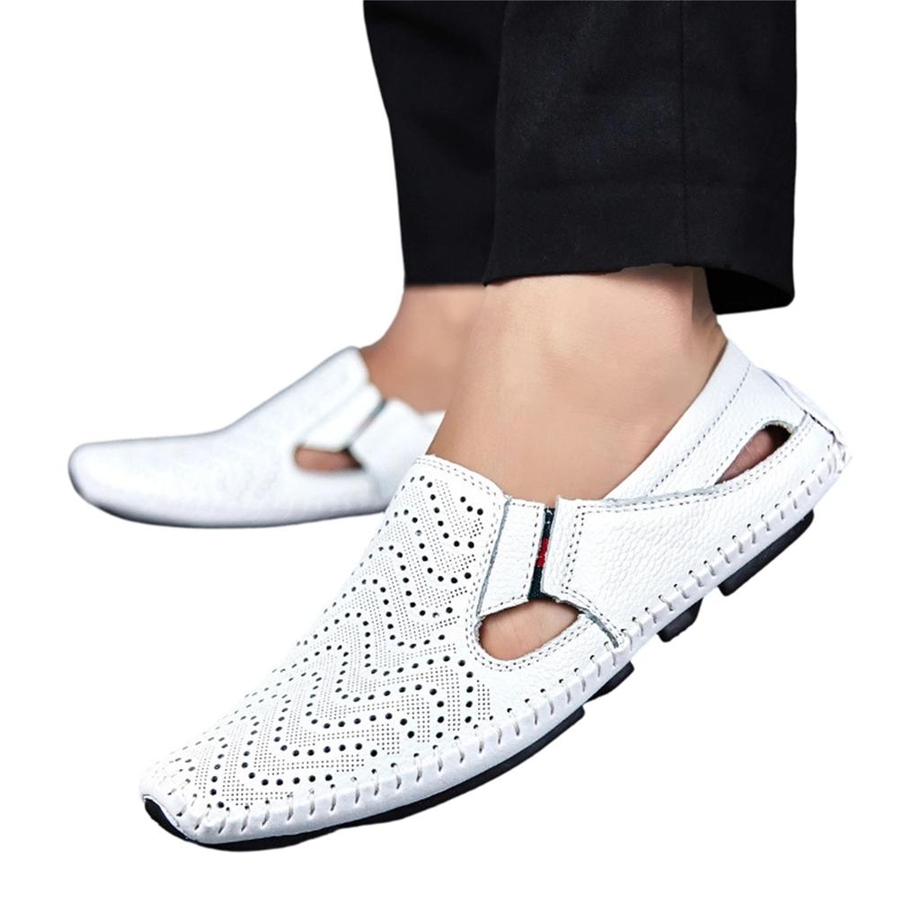Men's Large Size Breathable Hollow Out Casual Slip On Shoes Lightweight Soft Sole Summer Footwear for Outdoor and Indoor Use